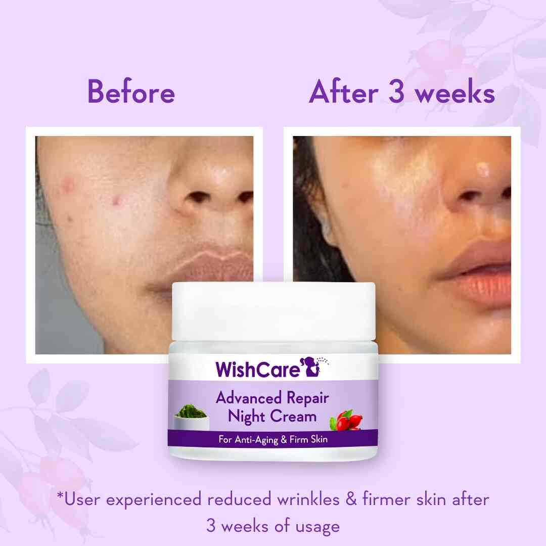 before and after image using night repair cream