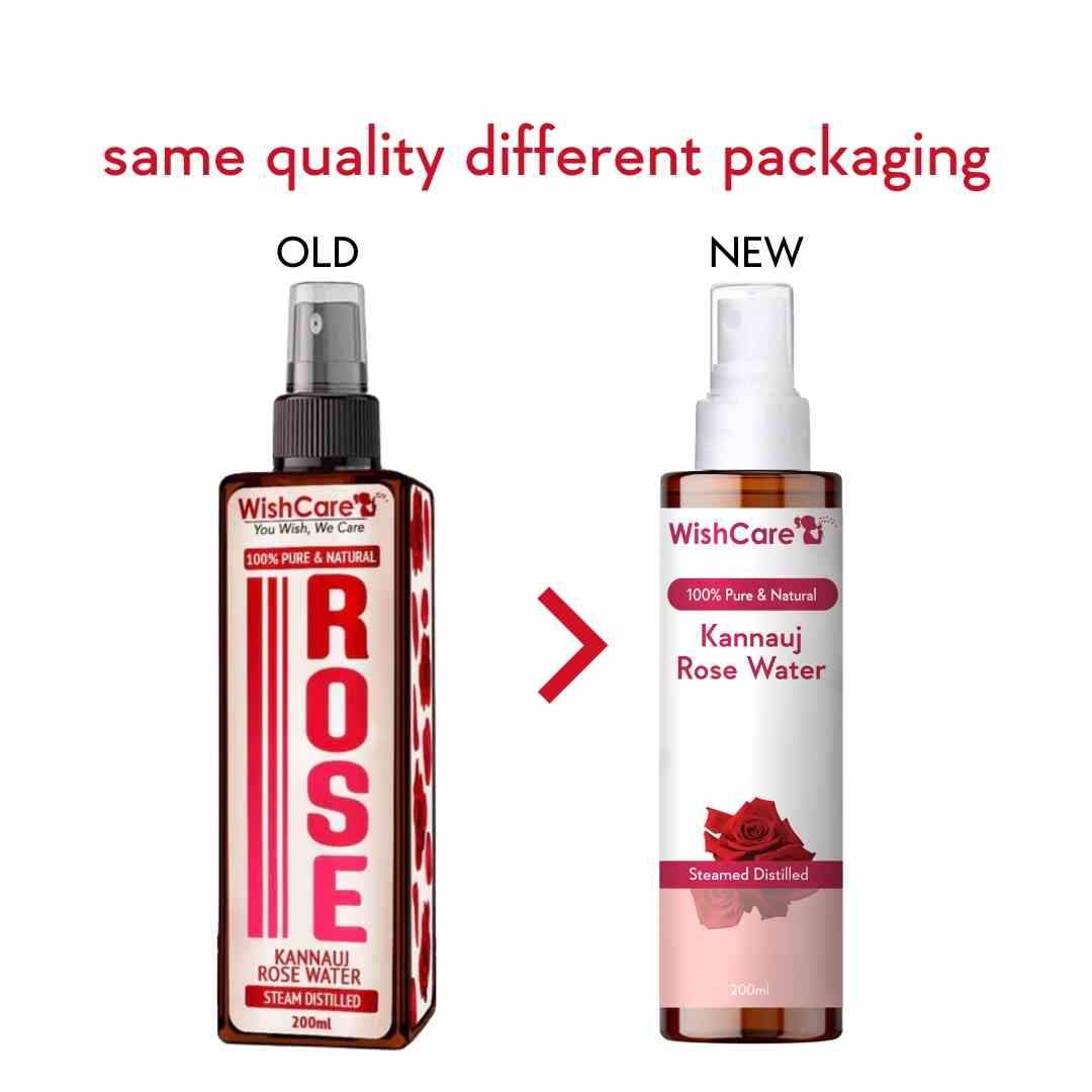 old and new packaging image of rose water for face