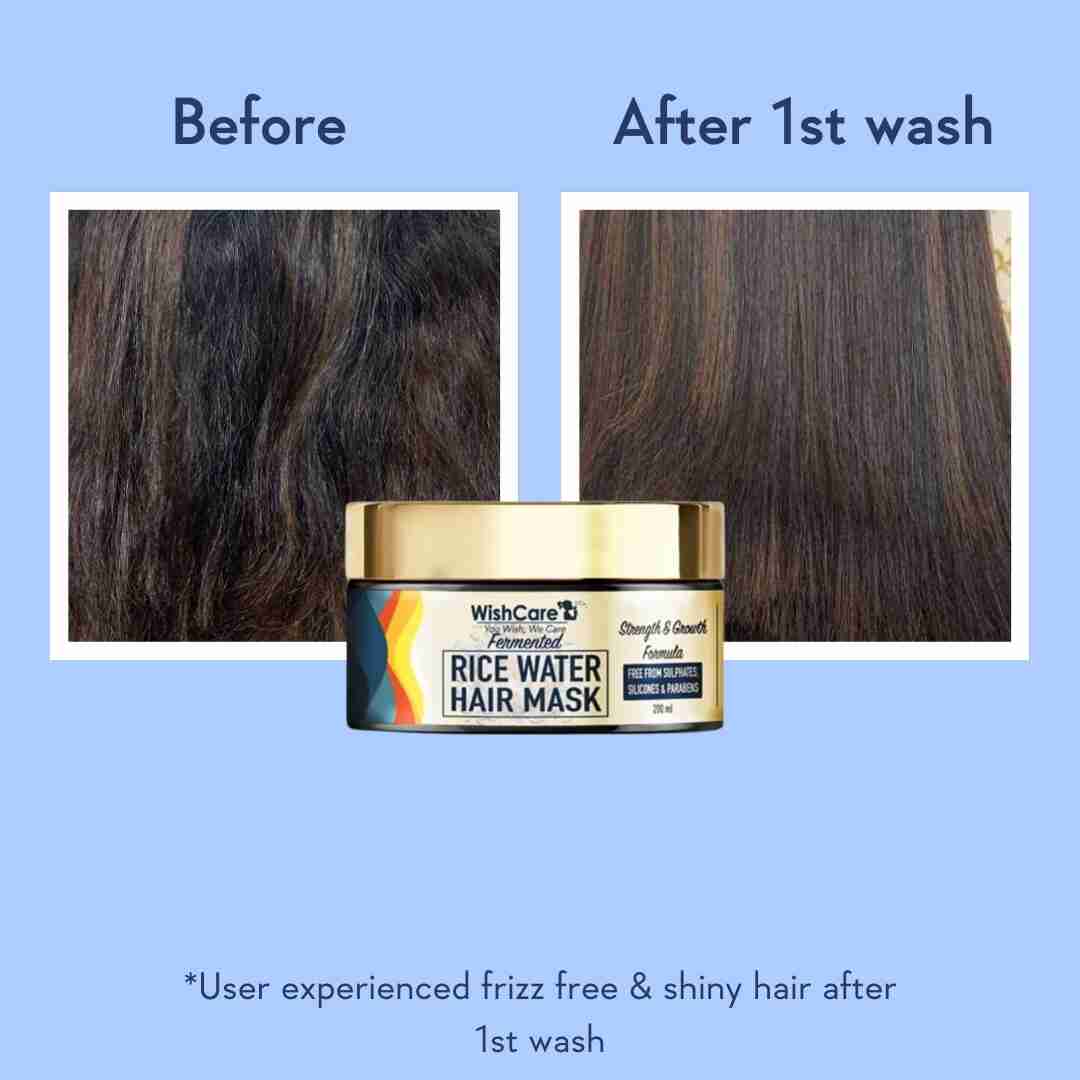before and after image showing the difference after using the hair mask for hair growth