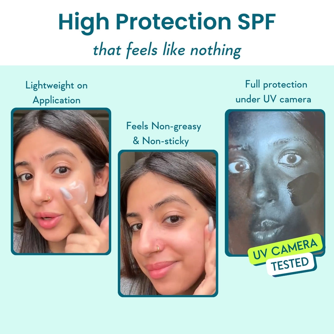 before and after images showing the difference after using the best sunscreen for oily skin