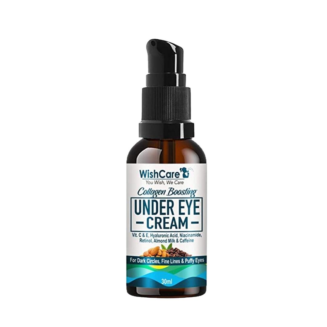 collagen boosting under eye cream with retinol caffeine and almond milk