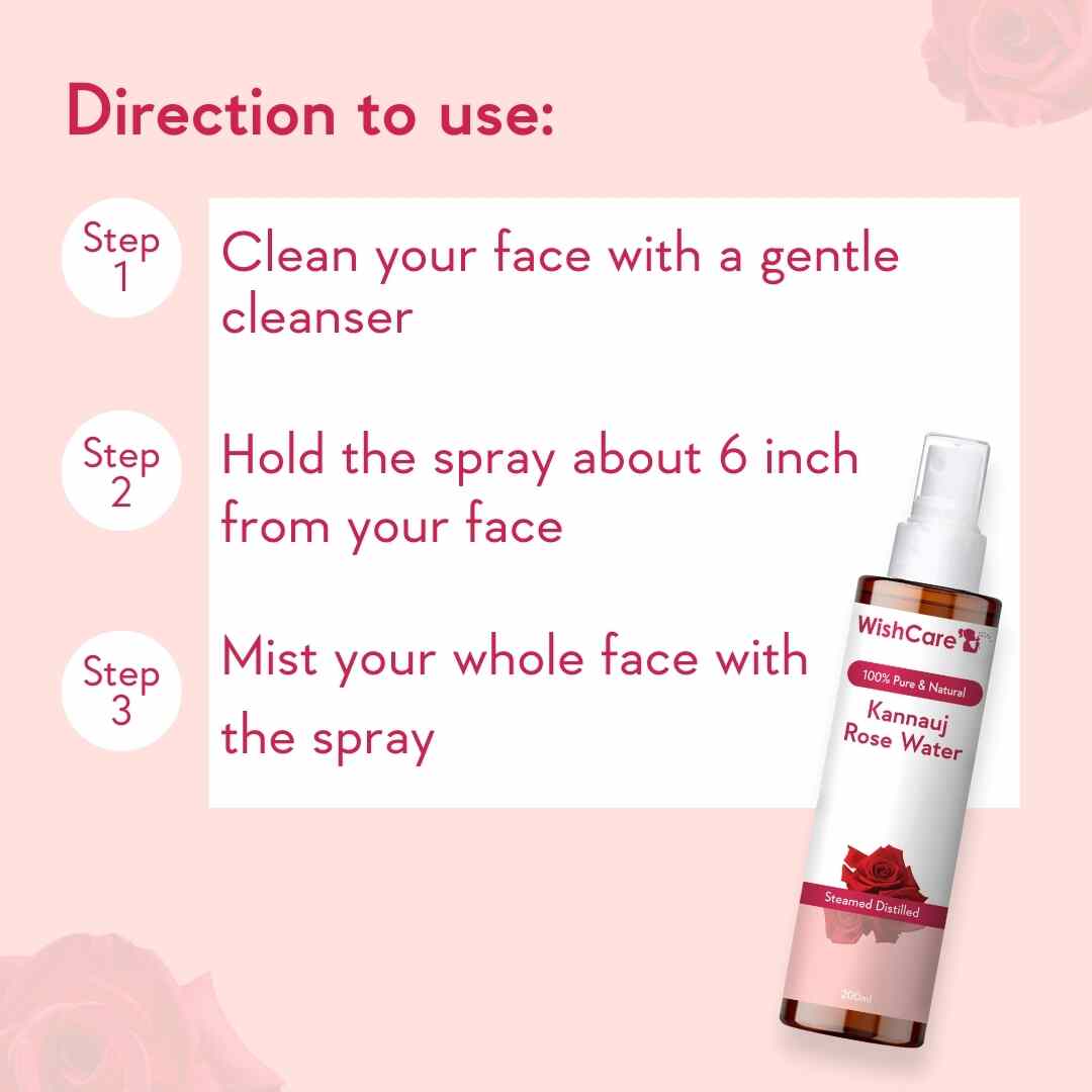 directions to apply rose water toner and spray