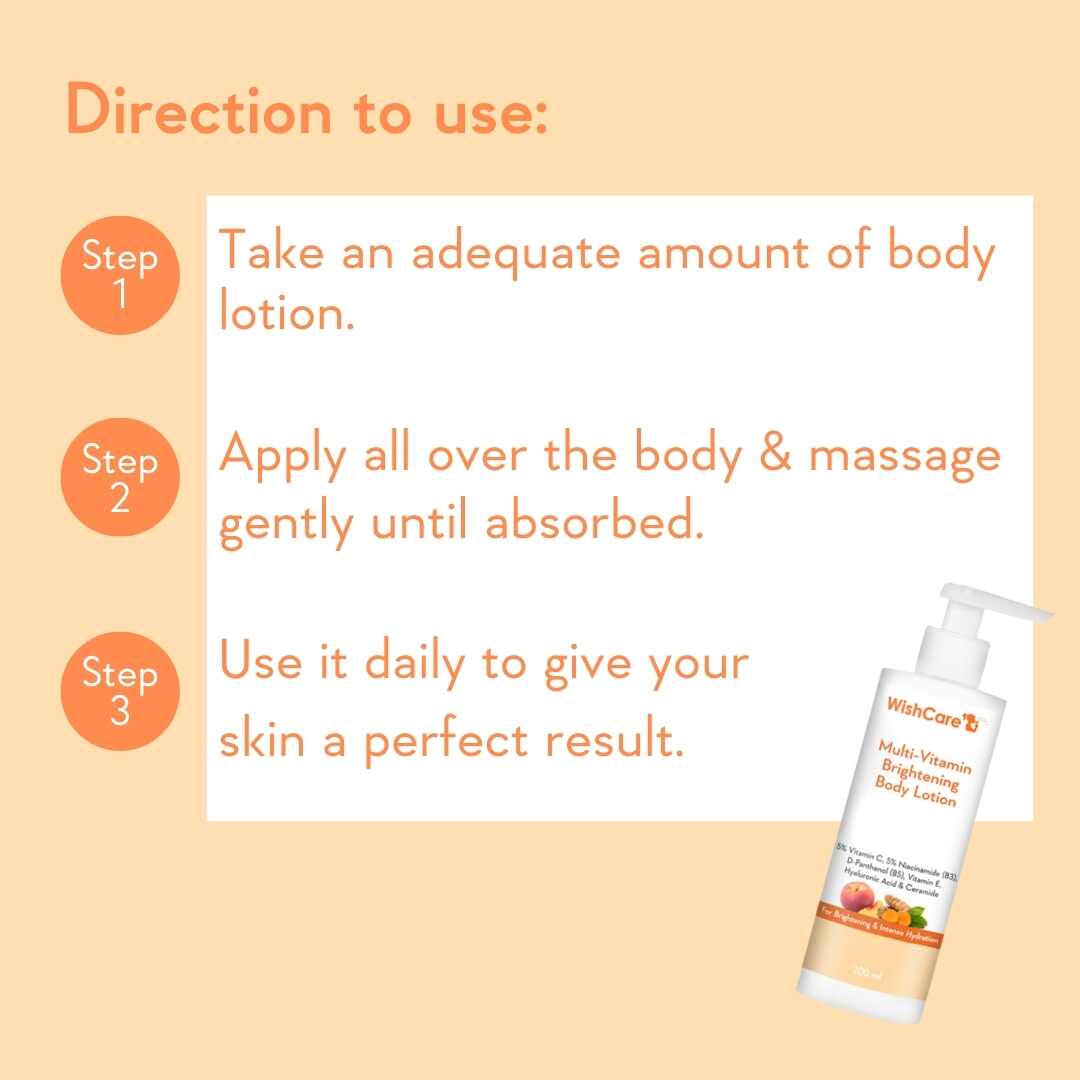direction and tips to use multi vitamin skin brightening body lotion