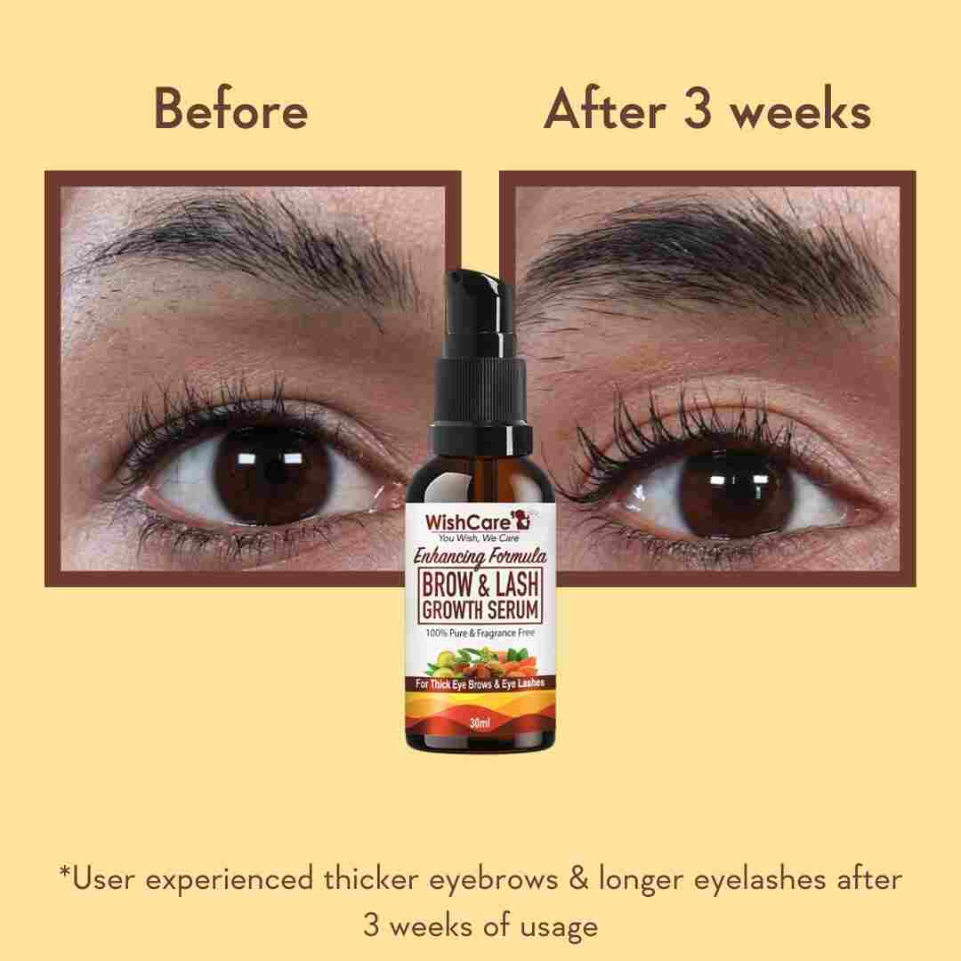 picture describing before and after result of eyelash growth serum