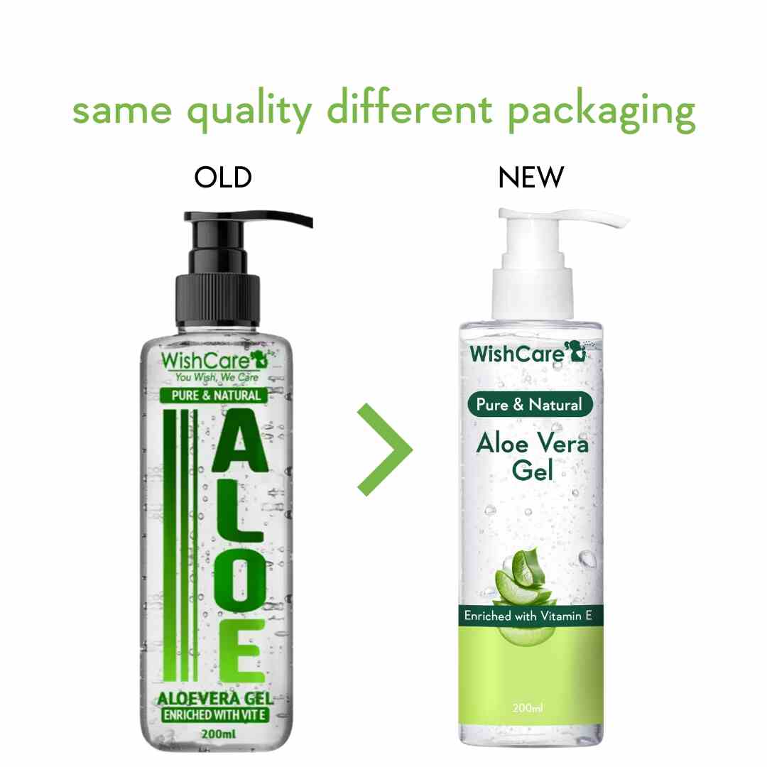 old and new packaging image of aloe vear gel