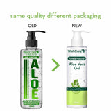 old and new packaging image of aloe vear gel