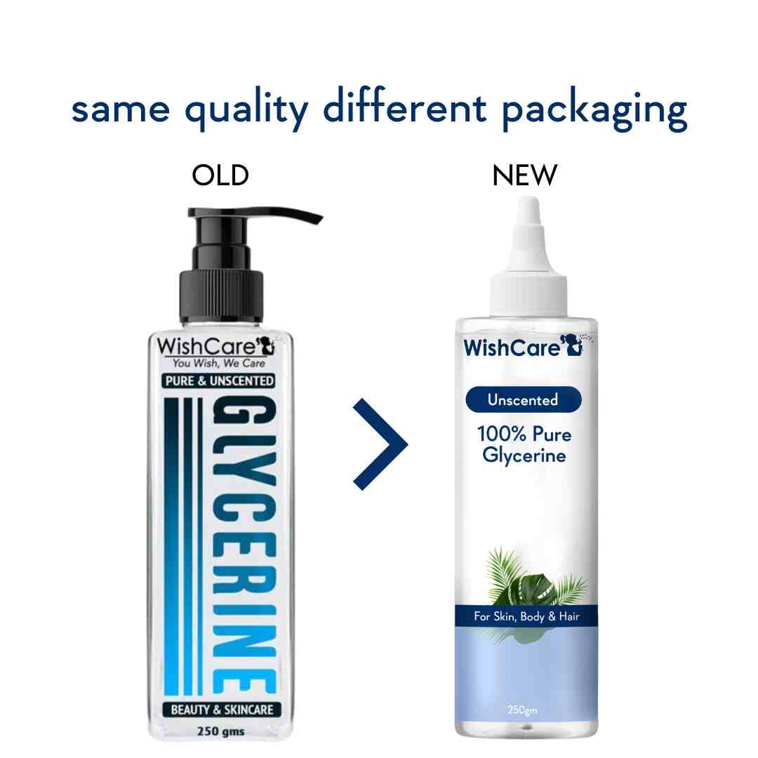 old and new packaging image of glycerine which has skin benefits