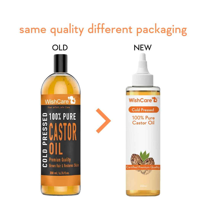 old and new packaging image of the best castor oil for hair growth