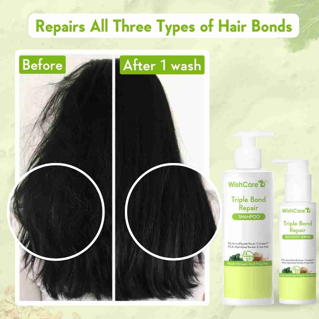 before and after effect image using shampoo for frizzy hair