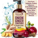 Onion Ginger Conditioner - Strength Booster - For All Hair Types - 300 ml - WishCare - onion-ginger-conditioner - __tab1:how-to-shampoo, __tab2:complete-ingredient-list-onion-ginger-shampoo, 